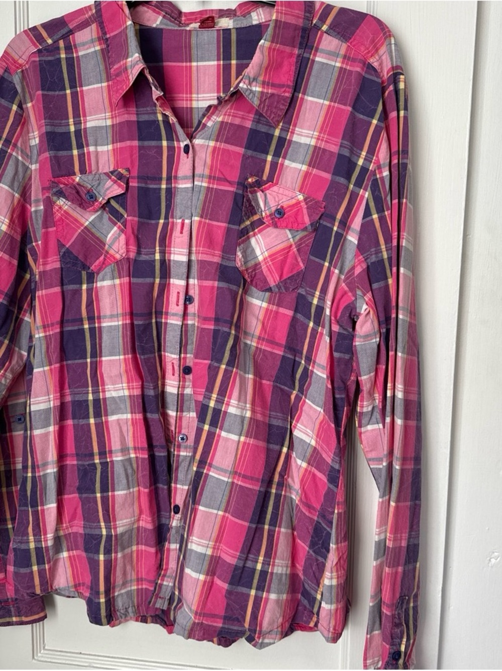 lei Pink and Purple Plaid Button-Down Shirt